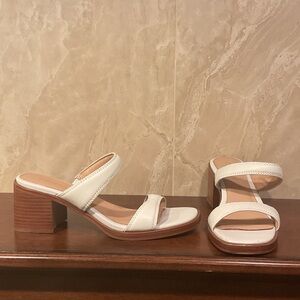Madewell White Leather Block Heel Sandals, Size 8